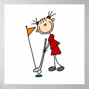 Female Stick Figure Golfer Poster