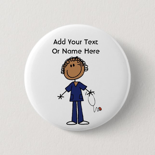 Female Stick Figure Nurse Aid T-shirts and Gifts Button (Front)