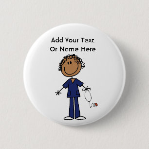 Female Stick Figure Nurse Aid T-shirts and Gifts Button