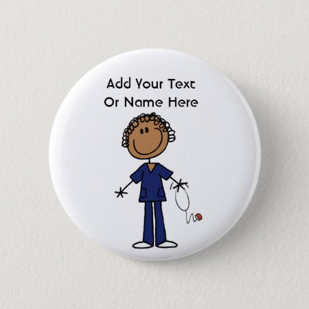 Female Stick Figure Nurse Aid T-shirts And Gifts Button