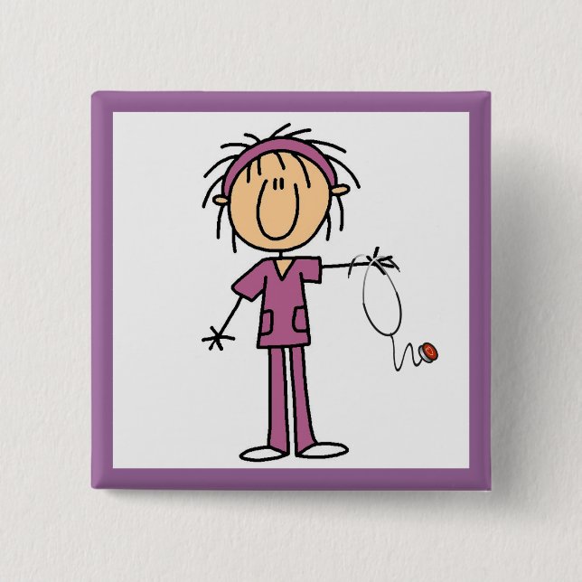 Female Stick Figure Nurse Button (Front)