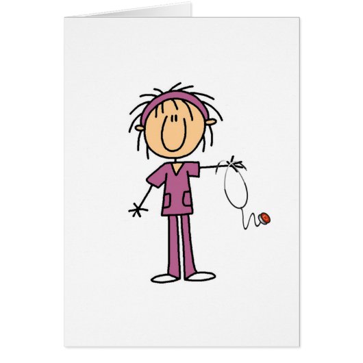 Female Stick Figure Nurse Cards (Front)