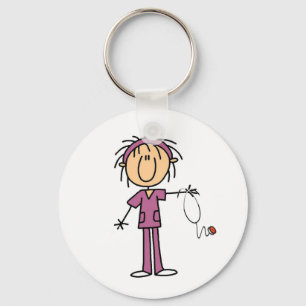Female Stick Figure Nurse Keychain