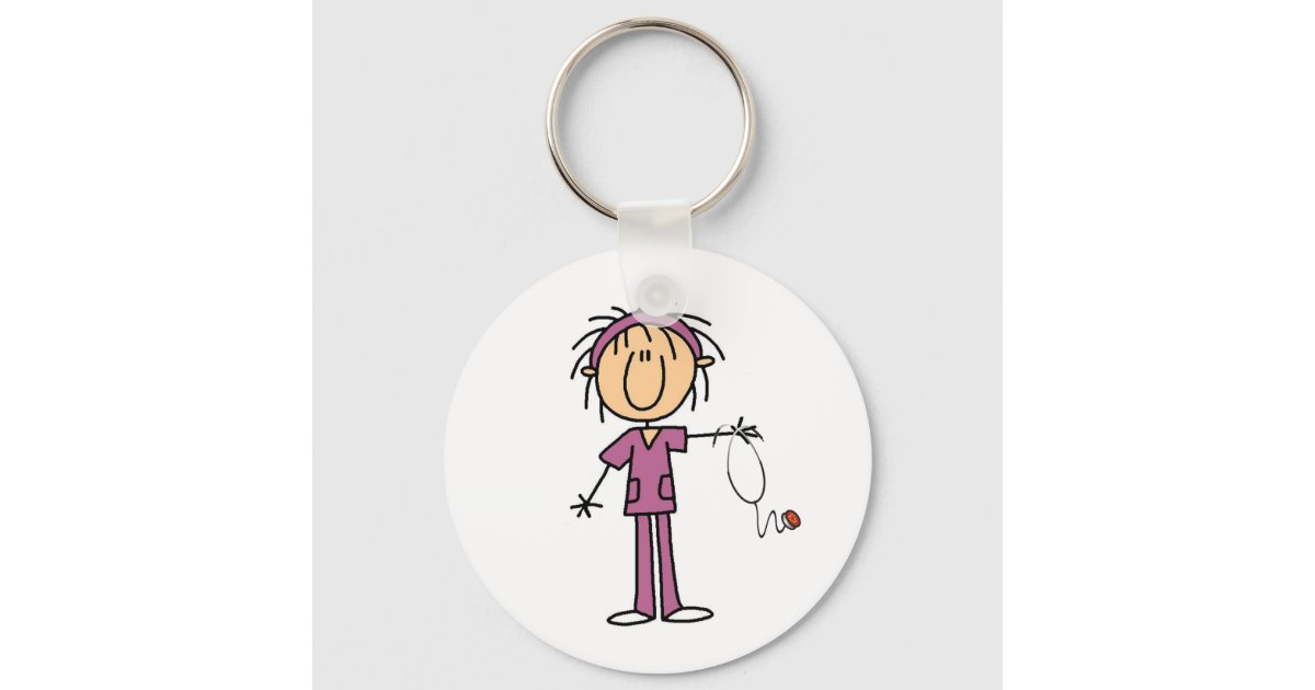 Female Stick Figure Nurse Keychain | Zazzle