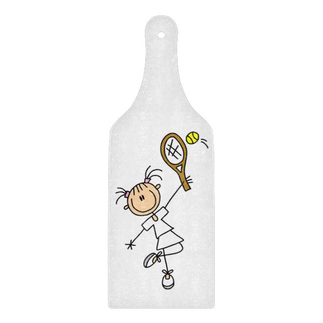 Female Stick Figure Tennis Player Cutting Board (Front)