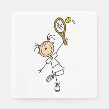 Female Stick Figure Tennis Player Napkins by stick_figures at Zazzle