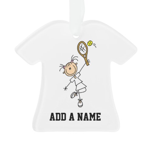 Female Stick Figure Tennis Player Ornament