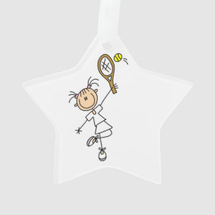 Female Stick Figure Tennis Player Ornament