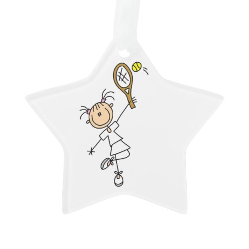 Female Stick Figure Tennis Player Ornament