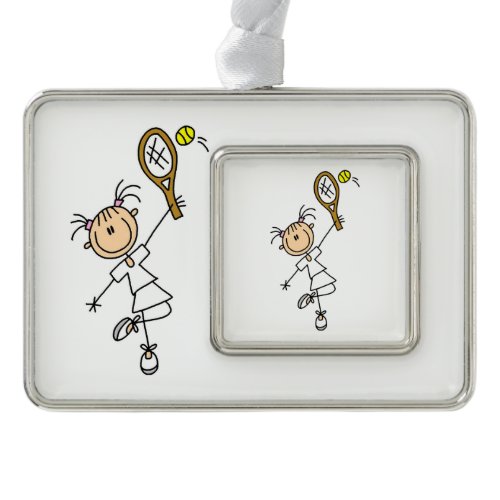 Female Stick Figure Tennis Player Ornament