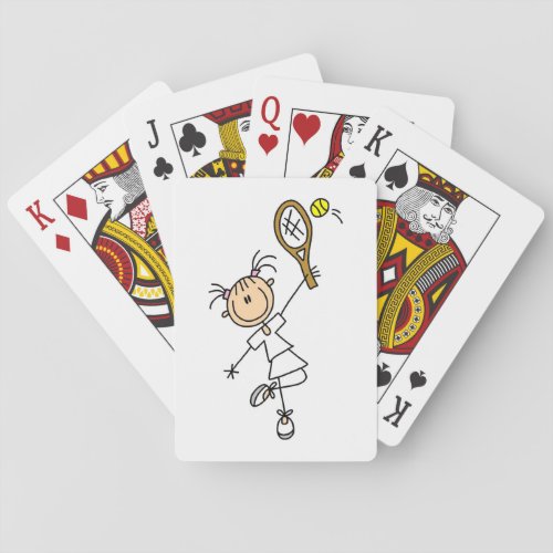 Female Stick Figure Tennis Player Playing Cards