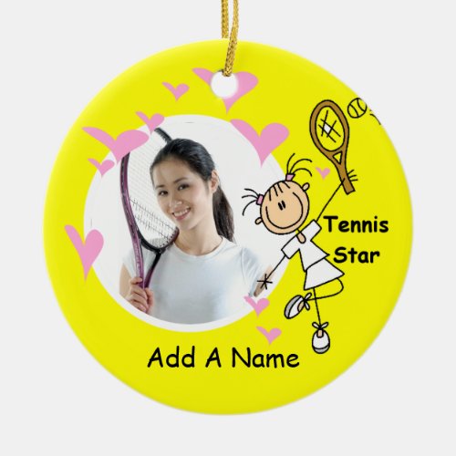 Female Stick Figure Tennis Star Ornament