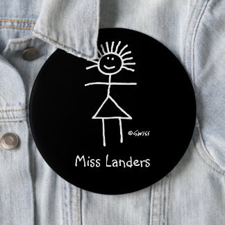 Female Substitute Teacher Name Tag Cute Funny 6-in Pinback Button