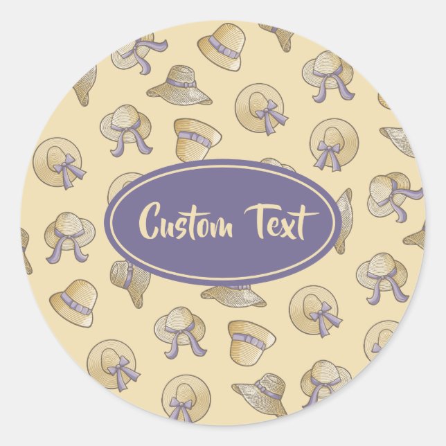 Female Summer Hats Beige Classic Round Sticker (Front)