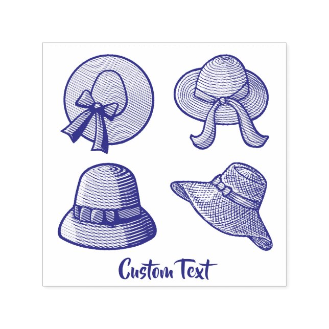 Female Summer Hats Violet Self-inking Stamp (Design)