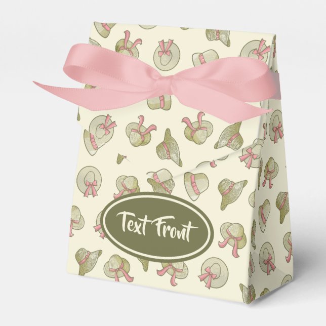 Female Summer Hats Yellow Favor Boxes (Front Side)