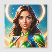 Female superhero portrait in emerald-and-gold armo (Front)