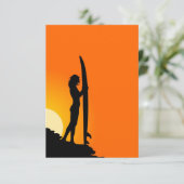 Female surfer at sunset. Orange/Black (Standing Front)