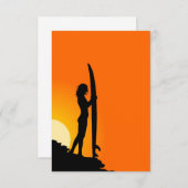Female surfer at sunset. Orange/Black (Front/Back)
