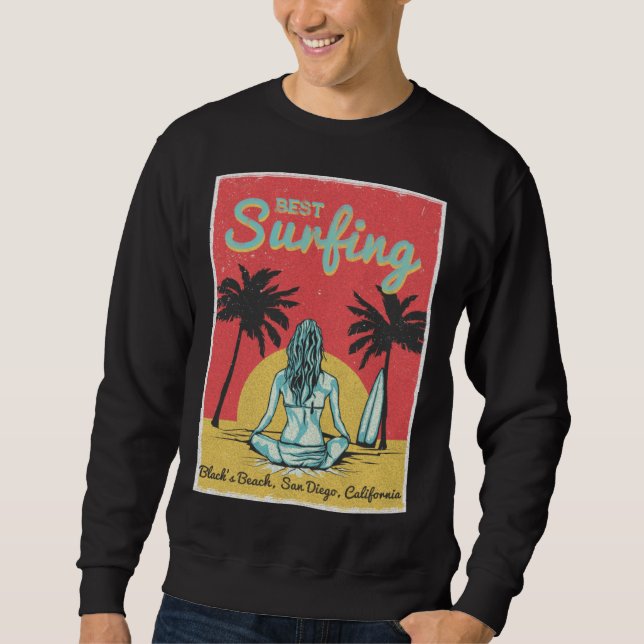 Female Surfer Black s Beach San Diego California Sweatshirt (Front)