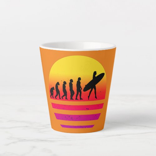 Female surfer evolution vintage sunset fun funny latte mug