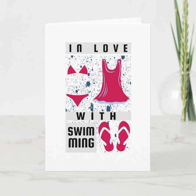 Female Swimmer - In Love With Swimming Card (Front)