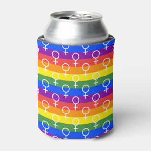 Female Symbol Rainbow Pattern Can Cooler