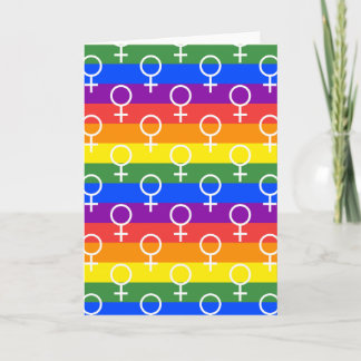 Female Symbol Rainbow Pattern Card