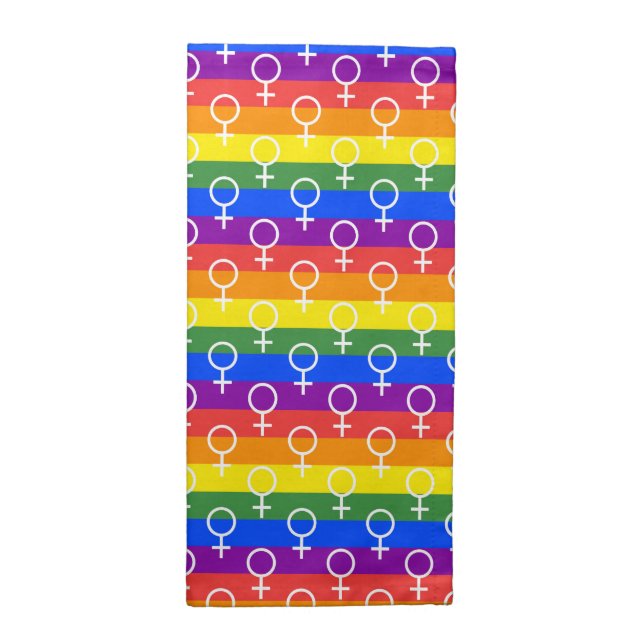 Female Symbol Rainbow Pattern Cloth Napkin (Half Fold)
