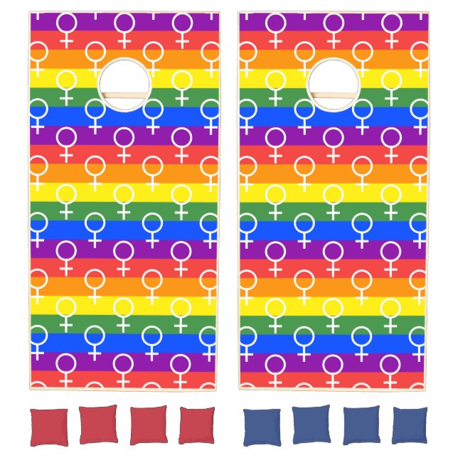 Female Symbol Rainbow Pattern Cornhole Set (Set)
