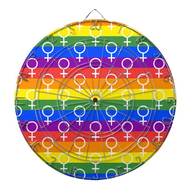 Female Symbol Rainbow Pattern Dart Board (Front)