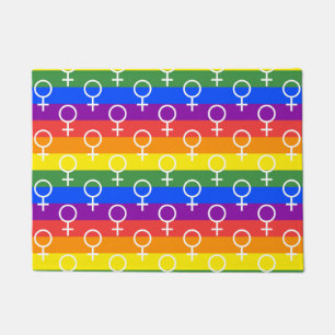 Female Symbol Rainbow Pattern Doormat