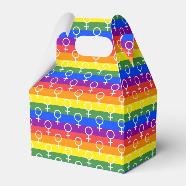Female Symbol Rainbow Pattern Favor Boxes (Front Side)