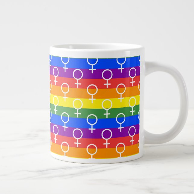 Female Symbol Rainbow Pattern Giant Coffee Mug (Right)