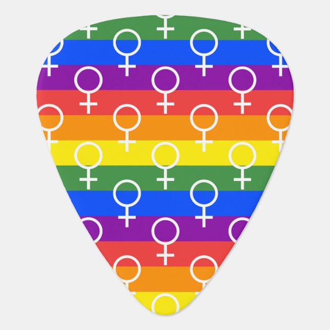 Female Symbol Rainbow Pattern Guitar Pick (Front)