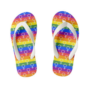 Female Symbol Rainbow Pattern Kid's Flip Flops