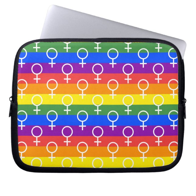 Female Symbol Rainbow Pattern Laptop Sleeve (Front)