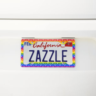 Female Symbol Rainbow Pattern License Plate Frame