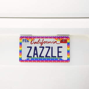 Female Symbol Rainbow Pattern License Plate Frame