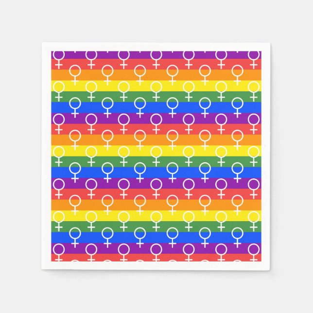 Female Symbol Rainbow Pattern Napkins (Front)