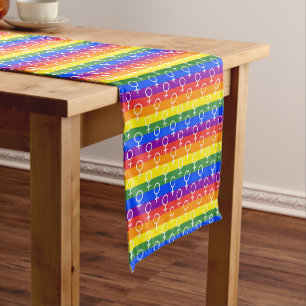Female Symbol Rainbow Pattern Short Table Runner