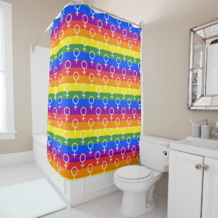 Female Symbol Rainbow Pattern Shower Curtain