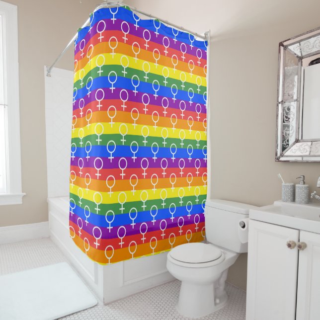 Female Symbol Rainbow Pattern Shower Curtain (In Situ)