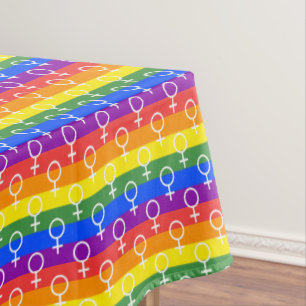 Female Symbol Rainbow Pattern Tablecloth