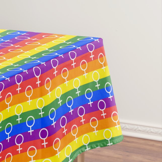 Female Symbol Rainbow Pattern Tablecloth (In Situ)