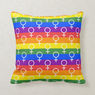 Female Symbol Rainbow Pattern Throw Pillow