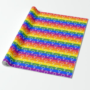 Female Symbol Rainbow Pattern Wrapping Paper