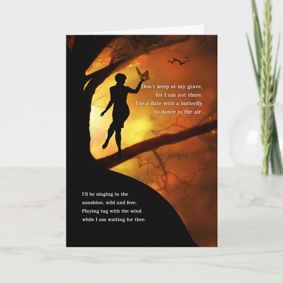 Female Sympathy Don't Weep at My Grave Poem Card Zazzle