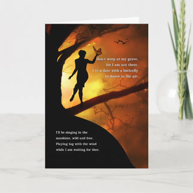 Female Sympathy Don't Weep at My Grave Poem Card | Zazzle