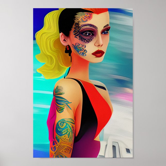 Female tattoo face two   poster (Front)